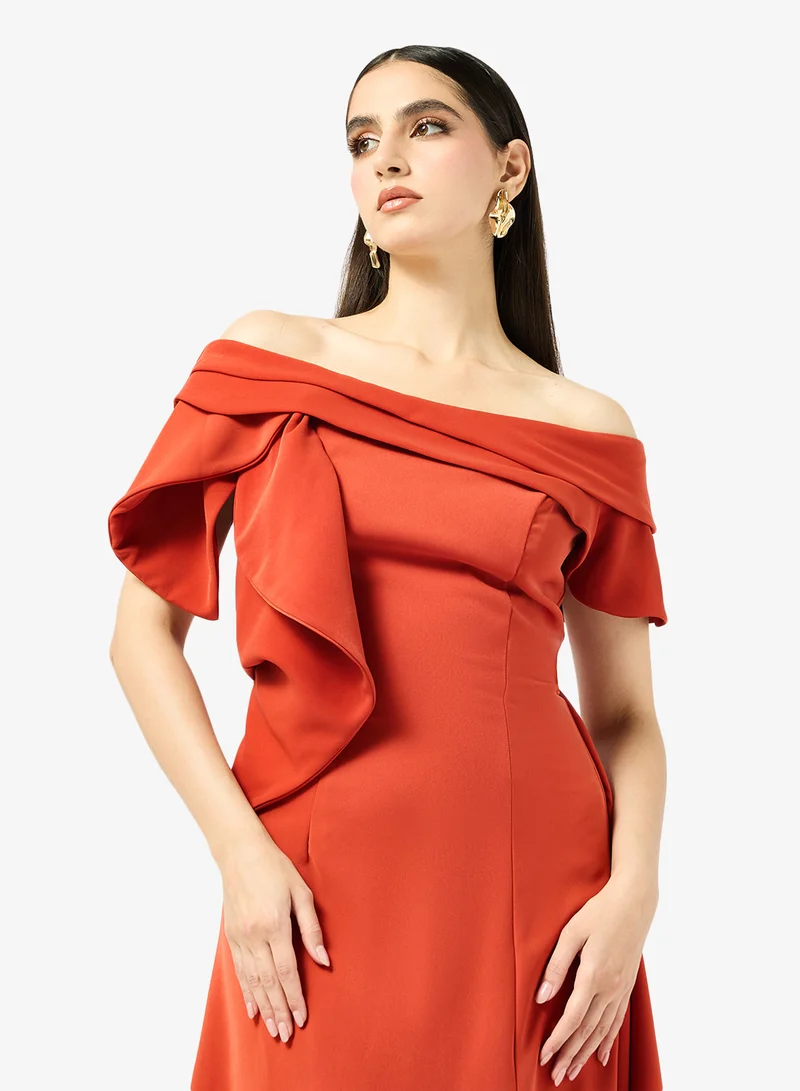 Iyra  Puff Sleeve High-Neck Dress for Women | Best Price UAE